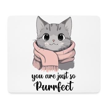 Tu es tellement parfait. Chat mignon portant une écharpe - Tapis de souris (format paysage) - blanc - Devant