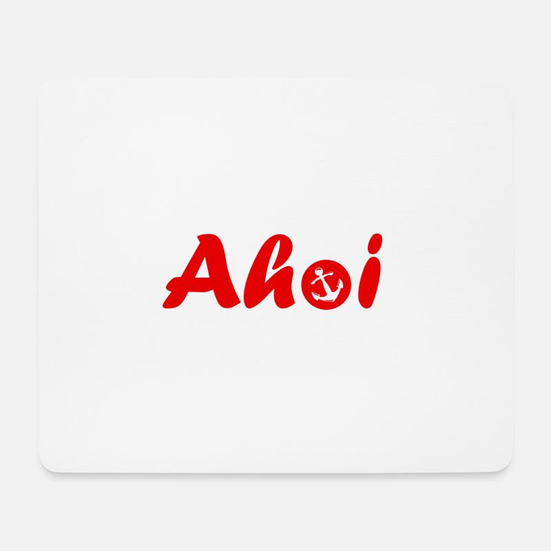 Ahoi Schriftzug mit Anker rot - Mousepad (Querformat) - Weiß