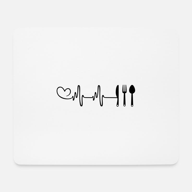 Gabel Besteck Herzschlag - Mousepad (Querformat) - Weiß