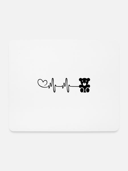 Teddybär bär Puls Herz - Mousepad (Querformat) - Weiß