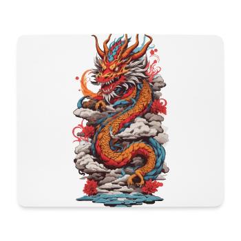 Retro Asiatischer Mystik Drachen Japan Design - Mousepad (Querformat) - Weiß - Vorne