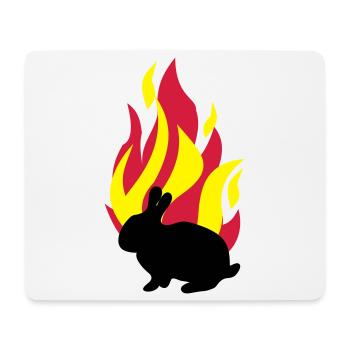 Hase mit Feuer - Mousepad (Querformat) - Weiß - Vorne