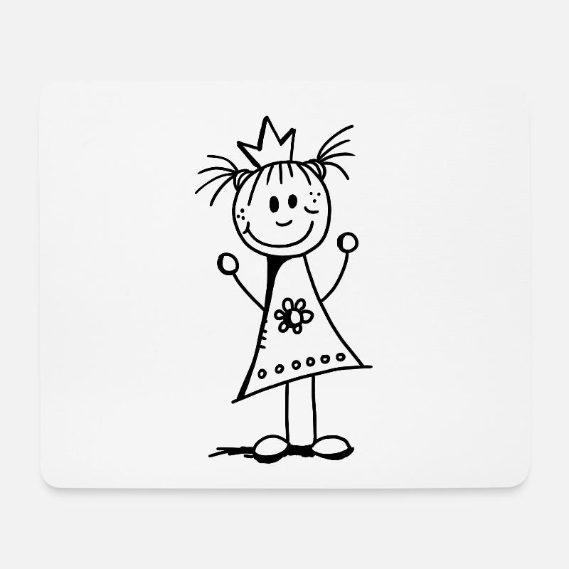 Kleine Prinzessin - Krone - Strichmännchen - Mousepad (Querformat) - Weiß