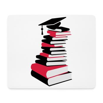 Une pile de livres avec chapeau de graduation - Tapis de souris (format paysage) - blanc - Devant