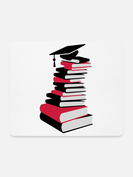 Bücherstapel mit Doktorhut - Mousepad (Querformat) - Weiß