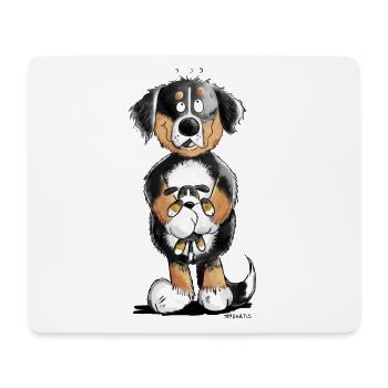 Bernese Mountain Dog with toy I Comic Dog - Mouse Pad (horizontal) - white - Front