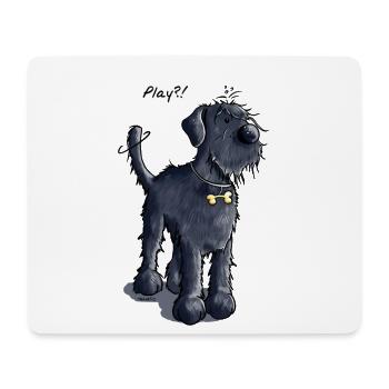 Riesenschnauzer Play - Schnauzer - Schwarz - Mousepad (Querformat) - Weiß - Vorne