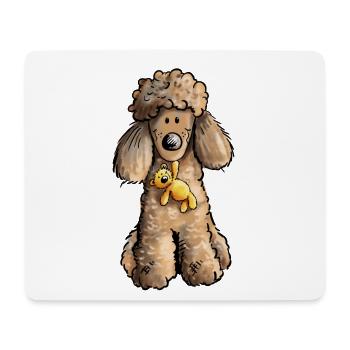 Pudel mit Teddy - Mousepad (Querformat) - Weiß - Vorne