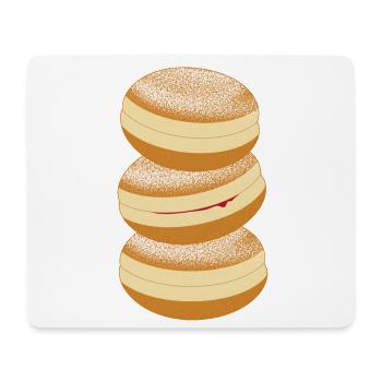 Drei Faschings Krapfen mit Puderzucker & Marmelade - Mousepad (Querformat) - Weiß - Vorne