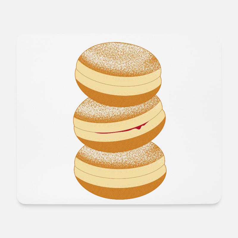 Drei Faschings Krapfen mit Puderzucker & Marmelade - Mousepad (Querformat) - Weiß