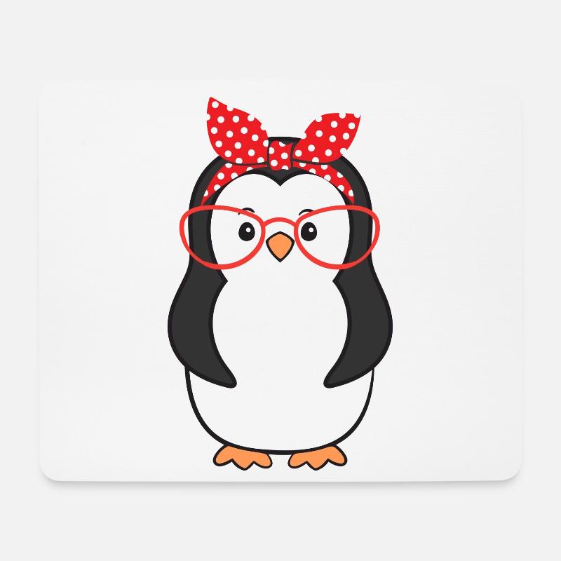 Pingouins - Tapis de souris (format paysage) - blanc