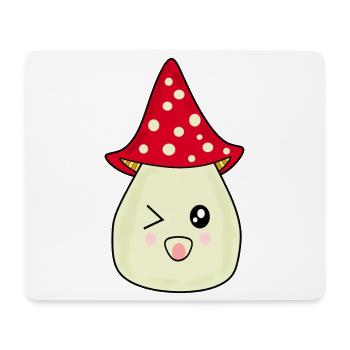 Kawaii Pilz Fliegenpilz cute rot mit Gesicht - Mousepad (Querformat) - Weiß - Vorne