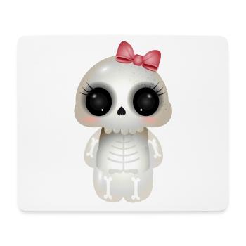 cute skull with pink bow - Mouse Pad (horizontal) - white - Front