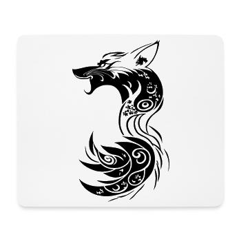Schwarzer Tribal Fantasy Fuchs - Mousepad (Querformat) - Weiß - Vorne