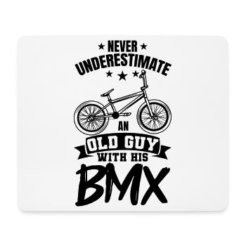 Ne sous-estimez jamais un vieil homme avec le BMX - Tapis de souris (format paysage) - blanc - Devant