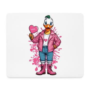 Canard punk avec coeur - Tapis de souris (format paysage) - blanc - Devant