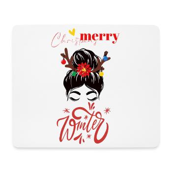 Winterzauber Kranz mit Rentierhörnern Ugly Sweater - Mousepad (Querformat) - Weiß - Vorne