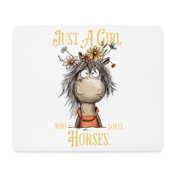 Juste une fille qui aime les chevaux Horse Girl - Tapis de souris (format paysage) - blanc - Devant