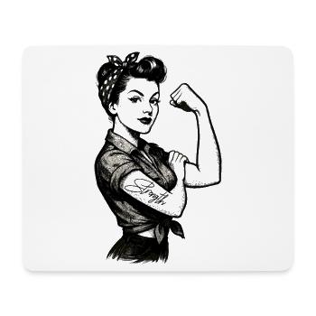 Strength Strong Woman Rockabilly Style Gift - Mouse Pad (horizontal) - white - Front