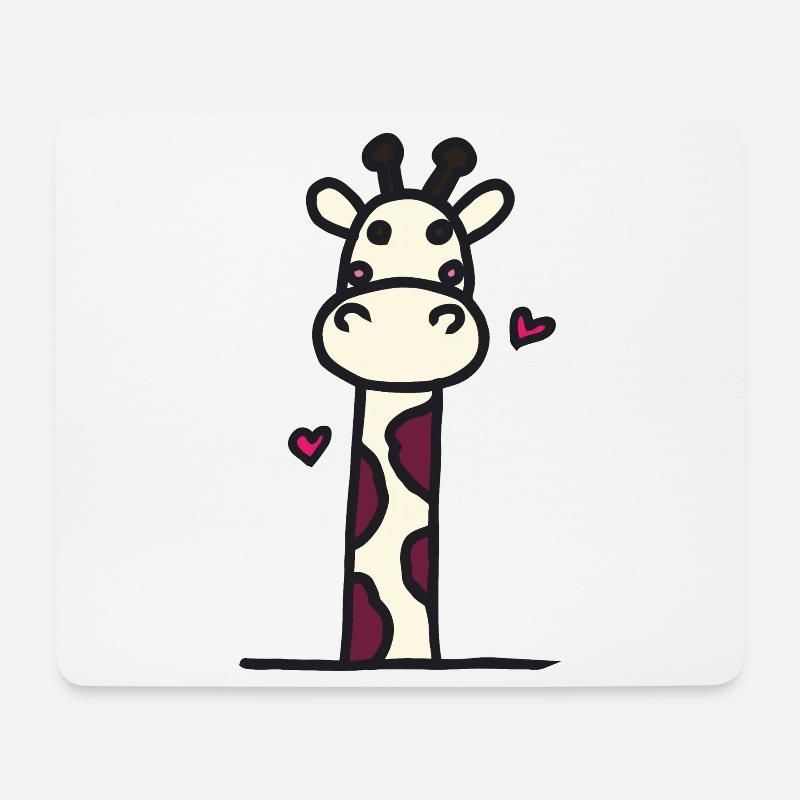 Verspielte Giraffe mit Herz-Details - Mousepad (Querformat) - Weiß