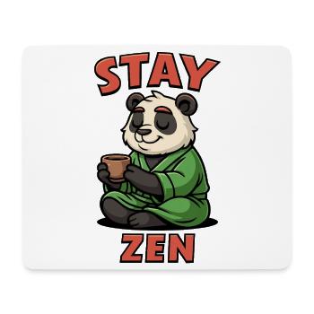 Panda monk with tea and Stay Zen lettering - Mouse Pad (horizontal) - white - Front