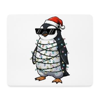 Cute Penguin Christmas with Fairy Lights Cartoon - Mouse Pad (horizontal) - white - Front
