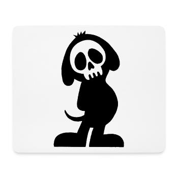 Crâne et silhouette de chien noir - Tapis de souris (format paysage) - blanc - Devant