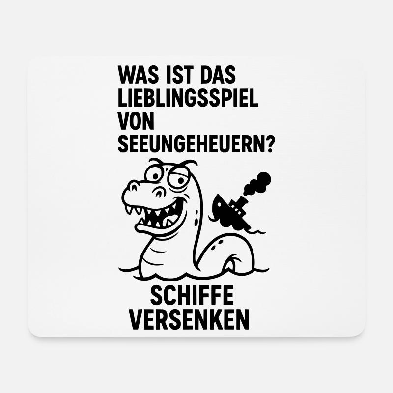 schiffe versenken seeungeheuer lustig kinder witz - Mousepad (Querformat) - Weiß