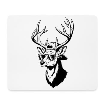 Hipster Hirsch mit Sonnenbrille - Mousepad (Querformat) - Weiß - Vorne
