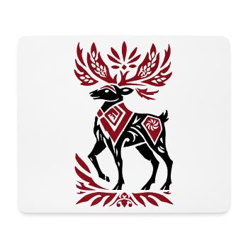 Nordic Tribal Hirsch – Winter Wald Deko Design - Mousepad (Querformat) - Weiß - Vorne