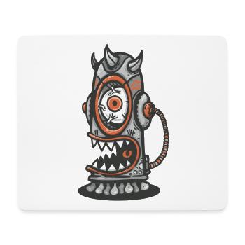 Mechanical monster with an orange eye - Mouse Pad (horizontal) - white - Front