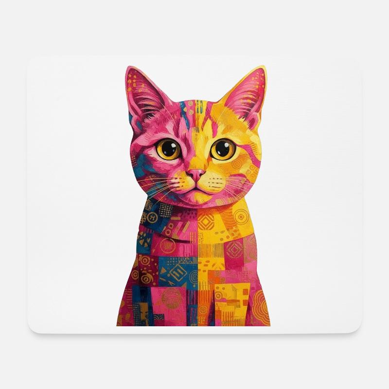 Pop Art Cat - Colorful - Mouse Pad (horizontal) - white