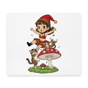 La fille lutin tombe à cause du champignon - Tapis de souris (format paysage) - blanc - Devant