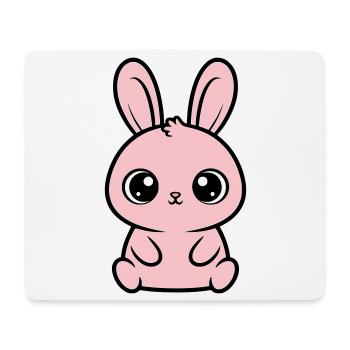 Kawaii Hase Rosa Große Augen Süß - Mousepad (Querformat) - Weiß - Vorne