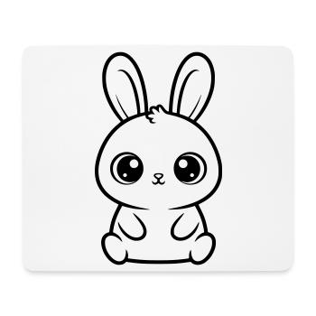 Kawaii Hase Große Augen Süß Vektor - Mousepad (Querformat) - Weiß - Vorne
