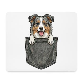 Berger Australien dans la Poche - Chien Mignon - Tapis de souris (format paysage) - blanc - Devant