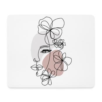 Line Art Frau mit Blumen - Minimalistische Frau - Mousepad (Querformat) - Weiß - Vorne