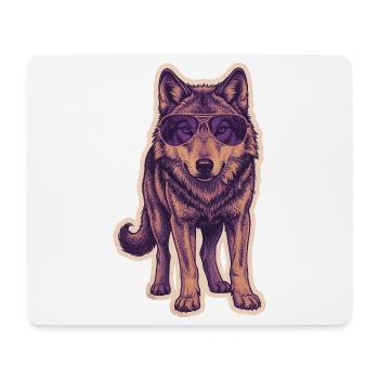 Wolf with sunglasses - Mouse Pad (horizontal) - white - Front