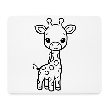 Bébé girafe mignonne – Noir & Blanc - Tapis de souris (format paysage) - blanc - Devant