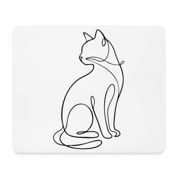Einzeilige sitzende Katzensilhouette - Mousepad (Querformat) - Weiß - Vorne