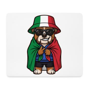 Chien de dessin animé italien Bouledogue Cool et Stylé - Tapis de souris (format paysage) - blanc - Devant