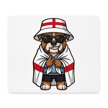 Bouledogue de chien animé anglais cool et stylé - Tapis de souris (format paysage) - blanc - Devant