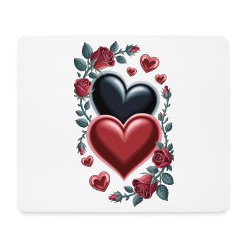 Heart Roses T-Shirt - Red Roses and Hearts - Mouse Pad (horizontal) - white - Front
