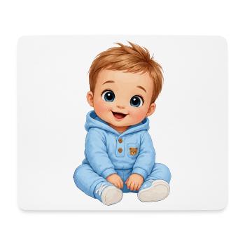 Baby in Blauem Hoodie - Mousepad (Querformat) - Weiß - Vorne