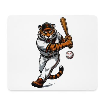 Tiger im Baseballschwung - Mousepad (Querformat) - Weiß - Vorne