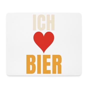Ich liebe Bier Herz Spruch Bierliebhaber Geschenk - Mousepad (Querformat) - Weiß - Vorne