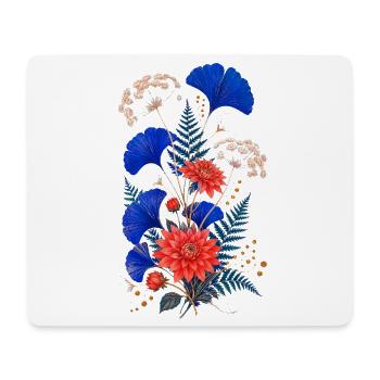 Fleurs Bleues et Dahlias Sauvages - Tapis de souris (format paysage) - blanc - Devant