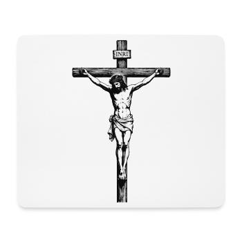 Kruzifix SchwarzWeiss INRI Illustration - Mousepad (Querformat) - Weiß - Vorne