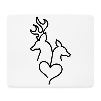 Cerf et chevreuil avec cœur - Tapis de souris (format paysage) - blanc - Devant