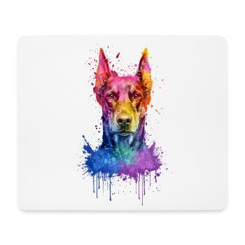 Dobermann Pinscher Buntes Aquarell Illustration - Mousepad (Querformat) - Weiß - Vorne